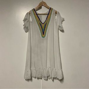 Rose Mary Crotchet Neckline floral cover up dress Size L